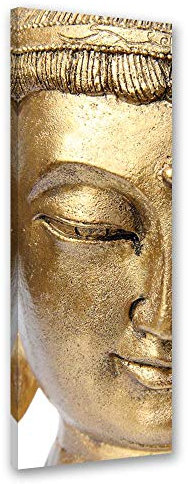 Leinwandbild XXL Buddha Wandbild Kunst für Wohnzimmer Gold 50x150 cm
