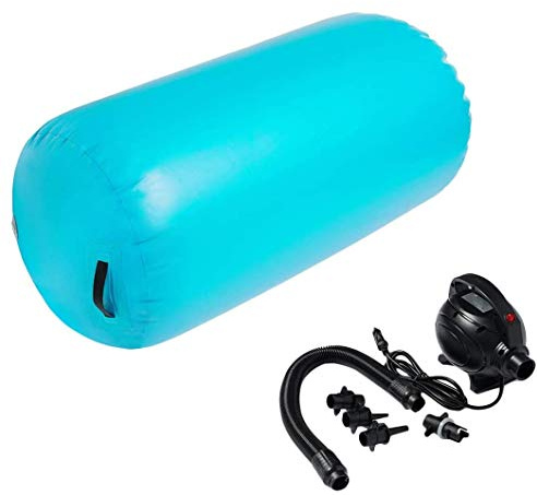 Minetom Air Roll 100cm Aufblasbare Luft Rollen Yoga Roll Gym Air Barrel Spalte mit Pumpe Green