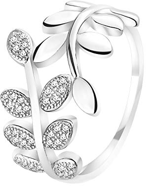 Sofia Milani - Anello da Donna in Argento 925 - con Pietra Zircone - Design a Foglia - 10099-12 (16.5)