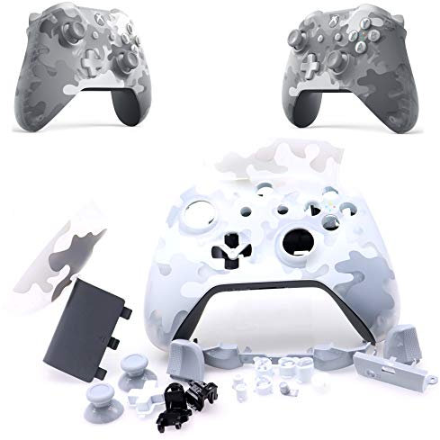 Deal4GO Transluzente Frontplatte, vollständiges Gehäuse mit vollen Tasten, Thumbsticks, für Xbox One S Wireless Controller 1708, WeiÃŸ/Grau