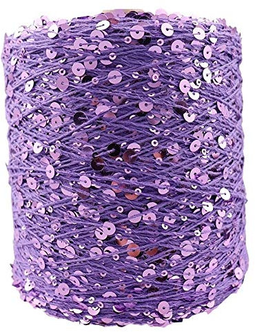 AUFWH Baumwollgarn 50g/140m Pailletten Garn 6/3mm Lila