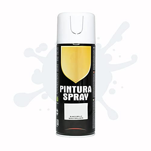 Pintura Spray 400ml para Metal/Madera/Plástico (Blanco Brillo, 1 Bote)
