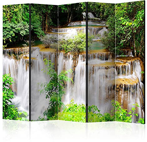murando Raumteiler Foto Paravent Wasserfall 225x172 cm beidseitig auf Vlies-Leinwand Bedruckt Trennwand Spanische Wand Sichtschutz Raumtrenner Design Natur Botanik tropisch Dschungel c-A-0131-z-c