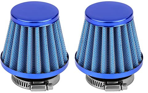 ETOPARS 2 X Blu Filtro Aria Moto Universale Kit Filtro Aspirazione Aria Moto 42mm 43mm 44mm Morsetto Fredda Induzione Filtro dell'Aria Cono Moto Scooter