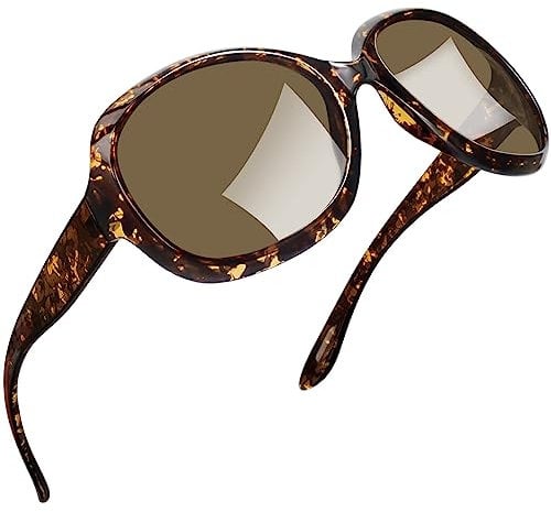 Joopin XXL Sonnenbrille Damen Polarisiert Klassisch Stil Übergroße Sonnenbrille Trendy 2025 Vintage Schildkröte Oversized Brille UV400 für Fahren und Reisen (Crystal Braun)
