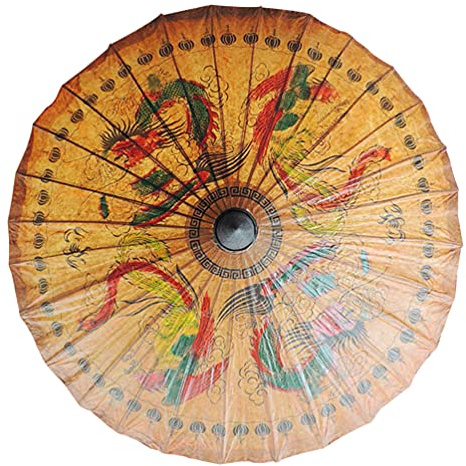 Milisten 1stk Ölpapier Regenschirm Japanisch Regenschirme Aus Papier Drache Und Phönix Chinoiserie- Zeigen Ölschirm Braut Klassischer Regenschirm Bambus Chinesischer Stil