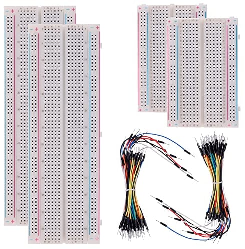 BOJACK Breadboard Kit Solderless Breadboard 2 Pcs 830 Tie Points & 2 Pcs 400 Tie Points & 126 Pcs Flexible Breadboard Jumper Wires (3 Values 130 Pcs)