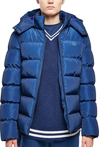 Urban Classics Hooded Puffer Jacket, spaceblue, L pour des Hommes