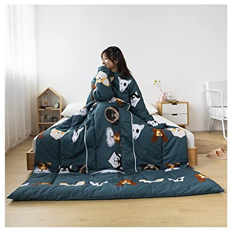 Wearable quilts with sleeves Wearable Blanket Leisure Quilt，with 2 Sleeves And Zipper On Back，Throw Cuddly Wrap Cover For Bed Sofa And Couch，Gift For Women Mom Wife (Size : 150x200cm)