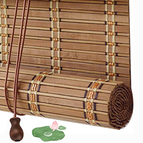 Bambusrollo 50cm 60cm 80cm 90cm 100cm 120cm Breit, Sonnenschutz Rollo Bambus, Atmungsaktive Sichtschutz Rollläden Für Türen Fenster, Innen Aussenbereich, Anpassbar Vorhang,W×H-100x120cm/39.5x47in