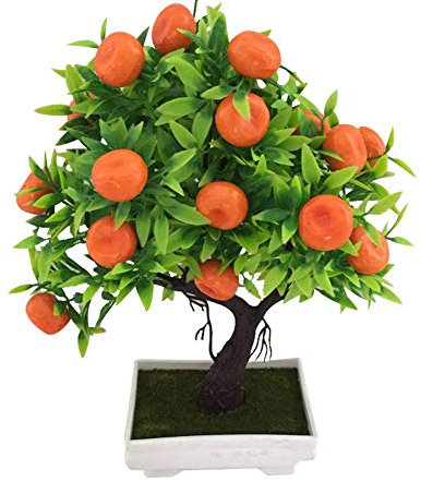 HXSCOO 1 Stück künstliche Orangenbaum Bonsai Topfpflanze Landschaft Party Hausgarten Dekor