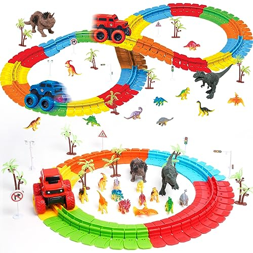 Pista per auto da corsa Pista per auto Set da gioco Pista da corsa Pista con LED Car Magic Track-Zero Gravity Track Set Include 105 pezzi Pista illuminata Pista per bambini dai 3 anni in su