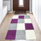 Flauschiger Shaggy-Teppich Hochflor mit Karomuster in lila grau Creme 60x110cm