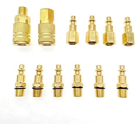 JZK 12x Air Coupler and Plug kit 1/4 NPT air Fittings, Industrial Type D Quick Connect Set, air Coupler and air kit, Airline Hose Compressor Fittings
