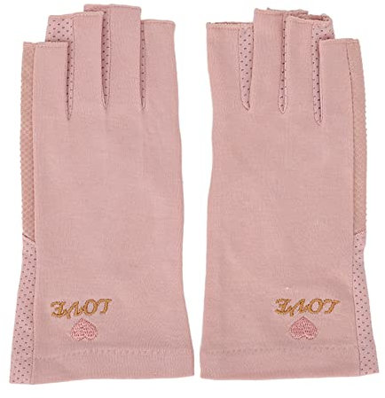 PRTECY Anti UV Gloves for Nail Lamp, Manicure Gloves UV Protection Stretchy Breathable Fingerless Gloves for Manicures Nail Art (Pale Pinkish Grey)
