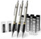 Four Candies Lot de 3 porte-mines en métal de 0,9 mm, crayons mécaniques avec 360 mines HB, 3 gommes et étui, porte-mines pour écrire et dessiner pour ingénieurs, 0.9mm, Noir