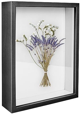 Cadre photo profond 27 x 22 cm - Objet en bois - À remplir 3D - Boîte profonde avec vitre en verre - Pour tenture murale ou bureau - Cadeau souvenir de famille (cadre intérieur 24,5 x 19,5 cm)