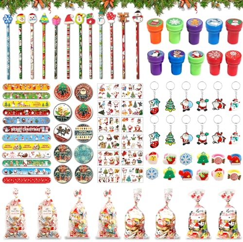 Shinybox Weihnachten Mitgebsel Set, 116 Stück Weihnachten Party Mitgebsel Spielzeug, Weinachts Geschenke für Kinder Spielzeug, Weihnachten Gastgeschenk für Geschenke Kindergeburtstag