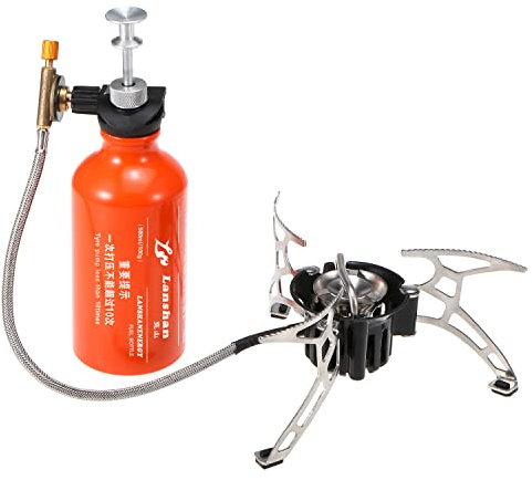 Karlak Réchaud à huile d'extérieur pour camping en plein air avec bouteille de carburant de 500 ml pour alcool diesel