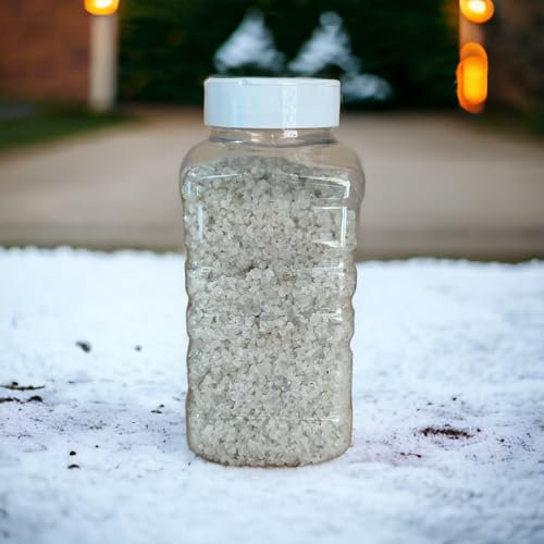 White Rock Salt 1kg Easy Shake Application Bottle - Handy Home and Car Tub - Snow & Ice Melter, Prevent Paths, Roads, driveways and Steps Icing Over, 10-15 Grams per Square Meter
