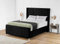 Living Comfort Bedz - Elisa Wingback Bed With Vertical Lined Headboard - Storage Gas Lift Base - Plush Velvet Upholstery (Black, Double)
