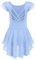 Arshiner Kinder Ballettkleid Rückenfrei Mädchen Kurzarm Ballettkleidung Baumwolle Tanzkleid Ballett Turnanzug Blau Balletttrikot mit UnregelmäßIges Ballettrock 160/9-10 Jahre