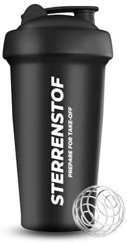 Sterrenstof Protein Shaker Bottle 700ml - BPA-Free Gym Water Bottle with Stainless Steel Mixing Ball, Black Sport Drink Shaker for Protein Shakes, Fitness, Daily Hydration - Gym Bottle for Men & Women
