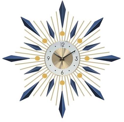 Ergocar Reloj de Pared Decorativo Grande de Metal, Elegante y Simple, Moderno y Silencioso sin Tictac para Cocina y Oficina