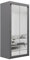 ELUKS SKY Double Sliding Doors Wardrobe with Mirror Drawers Furniture for Bedroom Living Room and Hall Wardrobe Organizer Width 100cm/120cm/150cm/180cm/200cm (Grey, 100cm)