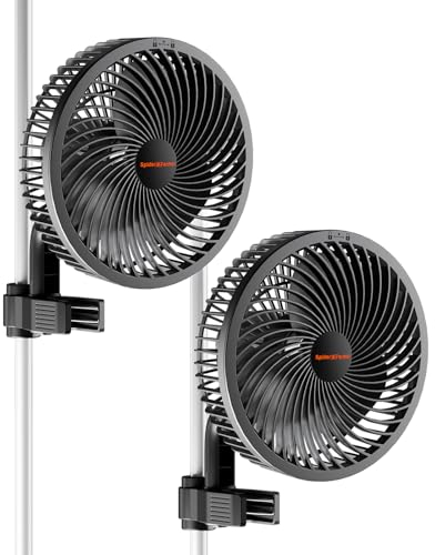 Spider Farmer Grow Ventilator mit Clip, 10 dynamische Windstärken, 10 stufige Oszillation, EC Motor, IP54 wetterfest, oszillierender Clip Lüfter, stark und leise für Zelt und Growbox, 2er Pack
