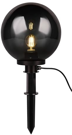 Reality Leuchten Außen Erdspießleuchte Bolo R57043054, Kunststoff Schwarz matt, Schirm Kunststoff rauchfarbig, exkl. 1x E27
