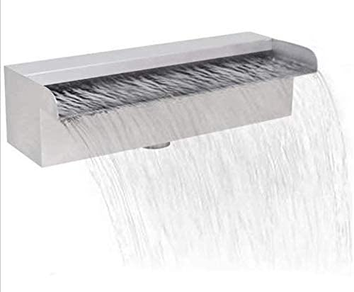 Fuente de Piscina en Cascada de Acero Inoxidable, cascadas de Fuente de Pared rectangulares con Tira de luz LED para Piscina al Aire Libre de jardín