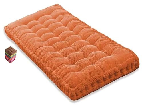 Matelas de Sol capitonné ou Coussin pour Banc de Jardin 1/2/3 Places, Banquette et Chaise Longue Palette, 170 cm, 180 cm, Coussin pour Banc 150 cm Exterieur Interieur sur Mesure(Orange 1d,170x55 cm 67