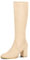 Allegra K Stivali alti al ginocchio da donna con cerniera laterale tacco grosso, Beige 1., 39.5 EU