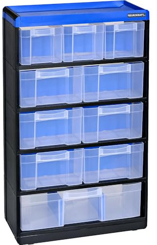 eurokraft | Kleinteilemagazin VARIOPLUS PRO | HxBxT 525 x 300 x 135 mm | 10 Schubladen | 11 Trennstege