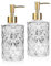 AstraLoom Glas-Seifenspender Set 2x330ml - Rautenmuster Design in Transparent/Gold - Für Bad & Küche, Lotionen & Ätherische Öle