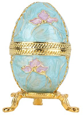 Itonash Handbemaltes Emailliertes Fabergé-Ei, Emailliertes Osterei-Stil, Dekorative Schmuckschatulle, Funkelndes, Einzigartiges die Inneneinrichtung