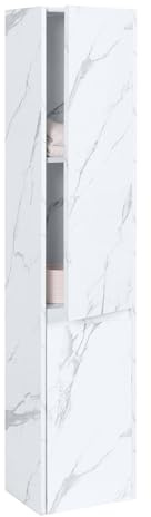 Mendler Hängeschrank HWC-L86AM 160x33cm - Marmor-Optik weiß
