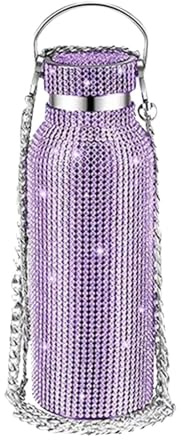 Diamant-Wasserflasche – 350 ml nachfüllbare Glitzer-Wasserflasche, Blings-Wasserflasche | Edelstahl-Strass-Thermoflasche mit Kette, doppellagige vakuumisolierte Flaschen für Frauen und Mädchen