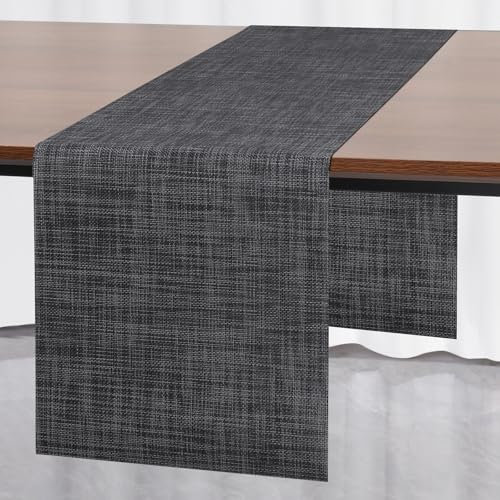 Myir JUN Tischläufer, Tischläufer Modern Tischläufer Abwaschbar Tischläufer Outdoor Wärmeisoliertes PVC für Häuser Restaurants Hotels 30 x 183 cm (Dark Grau)