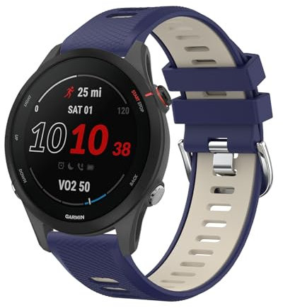 Wanme Bracelet Compatible avec Garmin Venu 2/Venu 3/Forerunner 255/Forerunner 265/Vivoactive 4 Homme Femme, 22mm Deux Couleurs Bracelet de Remplacement pour Garmin Venu 3 (22mm, Bleu Marine/Starlight)