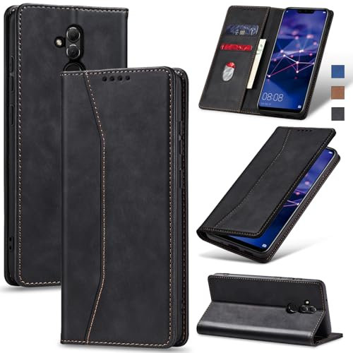 Jasonyu Cover per Huawei Mate 20 Lite Flip Custodia in Pelle PU, Cover a Libro Portafoglio, Funzione Supporto, Magnetica, Slot Schede, TPU Bumper Caso Custodia (Nero)