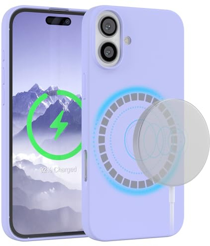 EAZY CASE - Silikonhülle kompatibel mit iPhone 16 Plus Hülle mit Qi Charging Silikon Case weich stoßfeste Handyhülle Schutzhülle Kameraschutz Dünn Schutz Cover TPU Bumper in Lavendel Lila