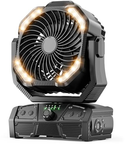Ventilador de camping recargable de 27 horas de trabajo, ventilador de escritorio portátil que funciona con pilas con control remoto, ventilador oscilante con temporizador, ventilador de tienda de