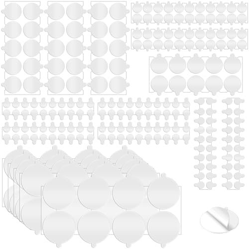 Poeland 240 Stück Klebepunkte Doppelseitig, Rund Transparente Klebende Aufkleber, Abnehmbare Klebepaste Punkt Aufkleber für Poster Ballon Feiertagsdeko DIY Basteln