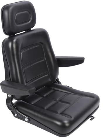 Sedile del Carrello Elevatore Universale, Sedile del Trattore Piega Verso il Basso con Poggiatesta e Schienale Regolabile, Micro Interruttore e Slitta per Tosaerba, Trattore (Con