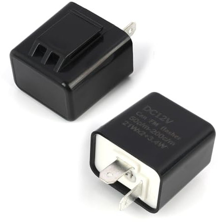 2 Stück LED Blinkerrelais 12V, 2 Polige Blinkrelais mit Einstellbarer Blinkfrequenz, Blinker Relais 12V LED für Motorrad, 2Pin LED Blinkerrelais, Lastunabhängig, Kompatibel mit Meisten Fahrzeugen