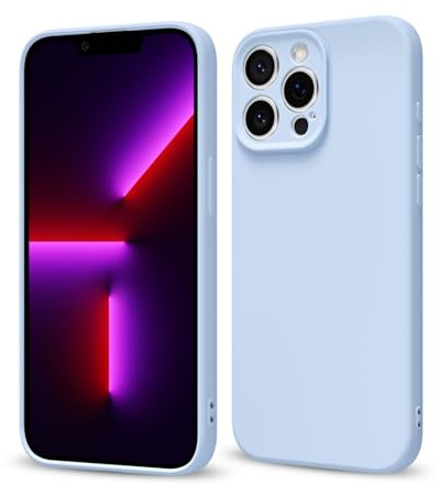 Svaove for iPhone 13 Pro Phone Case Liquid Silicone, Thin Ultra Slim Minimalist Phone Cover, Girly Cute Plain Bright Solid Color Matte Soft Rubber Jelly Gel Plastic TPU Bumper, Light Blue