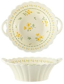 Einfache, exquisite, frische und niedliche Keramik-Unterglasur-Farben, 19,1 cm, binaurale italienische Schüssel