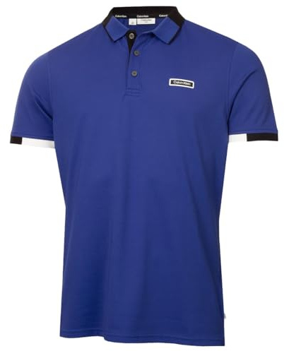 Calvin Klein Mens Madison Pique Lightweight Polo Shirt - French Blue - L